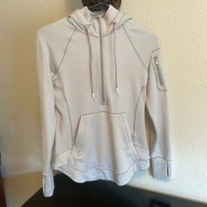 Athleta Pullover Hoodie, Half Zip Sweater Active. Size XXS Grey Striped